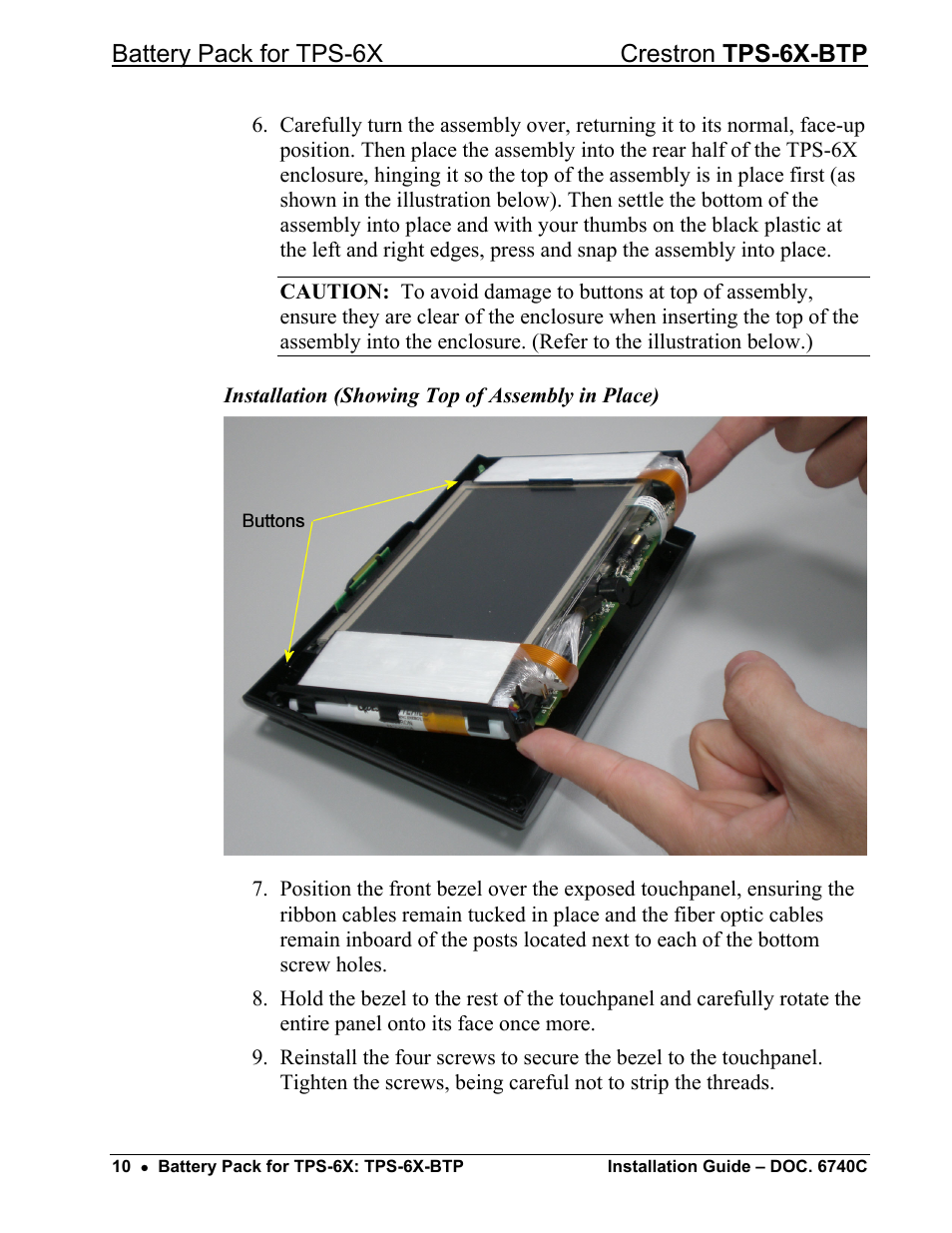 Battery pack for tps-6x crestron tps-6x-btp | Crestron electronic Battery Pack TPS-6X-BTP User Manual | Page 14 / 20