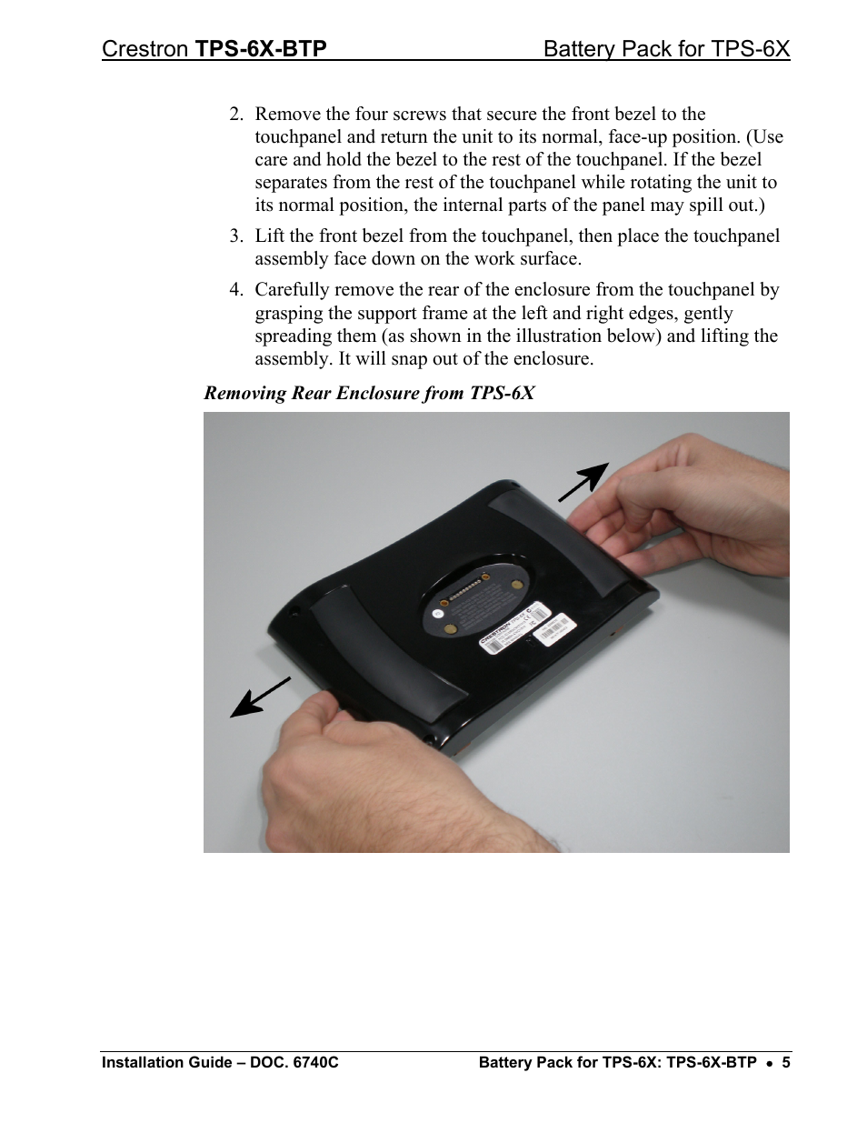 Crestron tps-6x-btp battery pack for tps-6x | Crestron electronic Battery Pack TPS-6X-BTP User Manual | Page 9 / 20