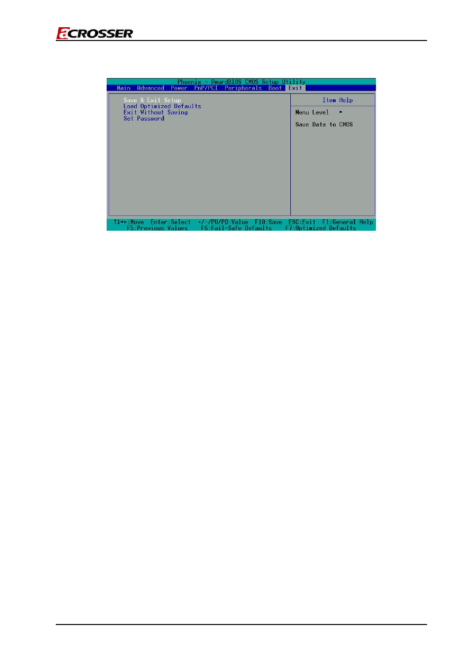 Bios exit, 7 bios exit | Acrosser AR-B1631ET User Manual | Page 22 / 30