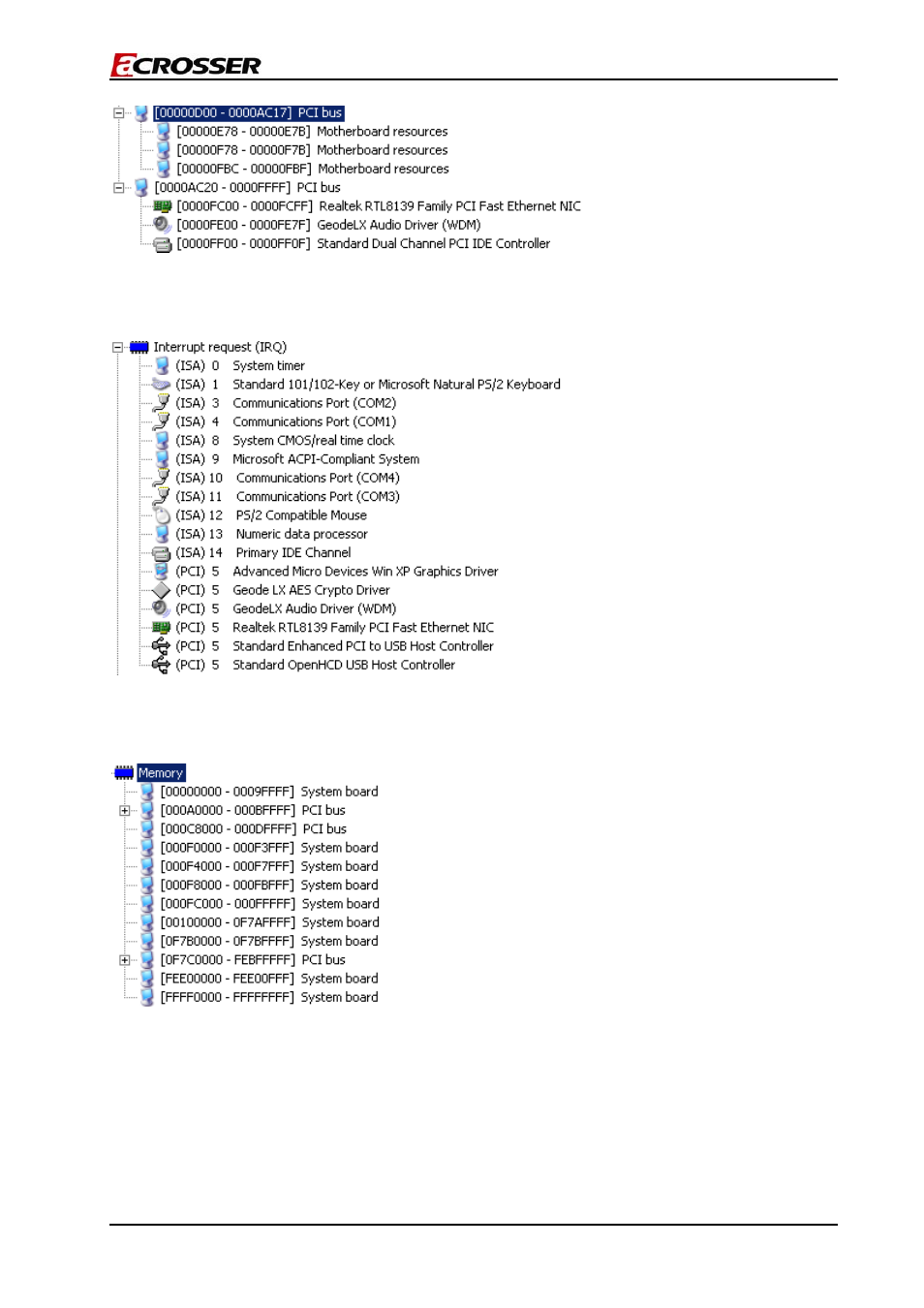 Irq mapping, Memory mapping, 2 irq mapping | Acrosser AR-B1631ET User Manual | Page 24 / 30