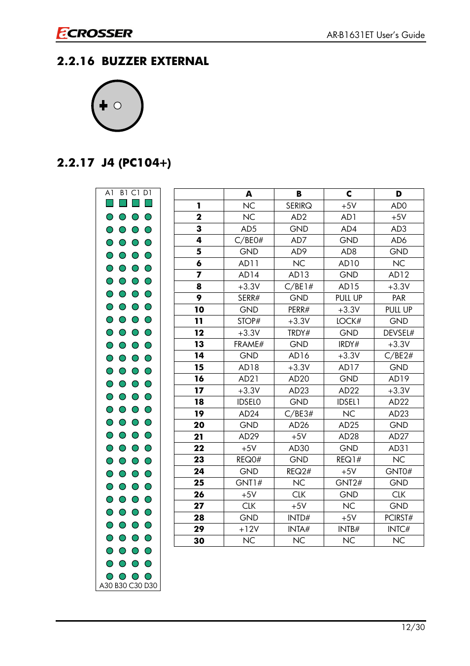 16 buzzer external | Acrosser AR-B1631ET User Manual | Page 12 / 30