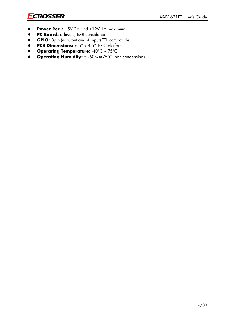 Acrosser AR-B1631ET User Manual | Page 6 / 30