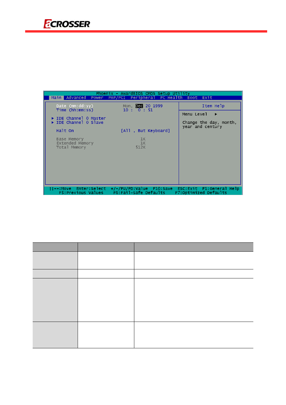 1 main setup | Acrosser AR-B7230 User Manual | Page 21 / 30