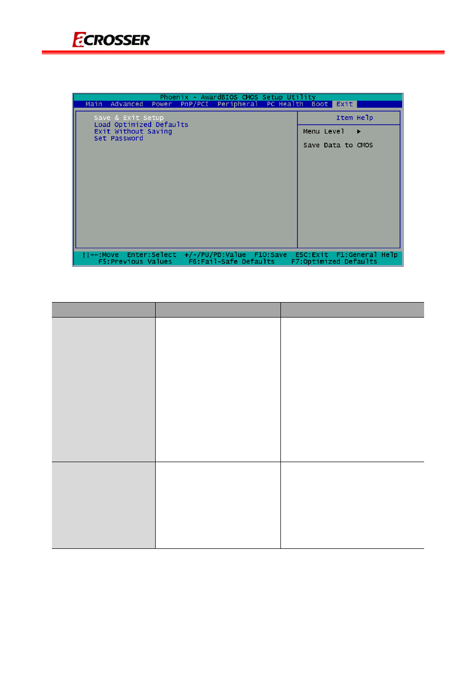 7 exit setup | Acrosser AR-B7230 User Manual | Page 29 / 30