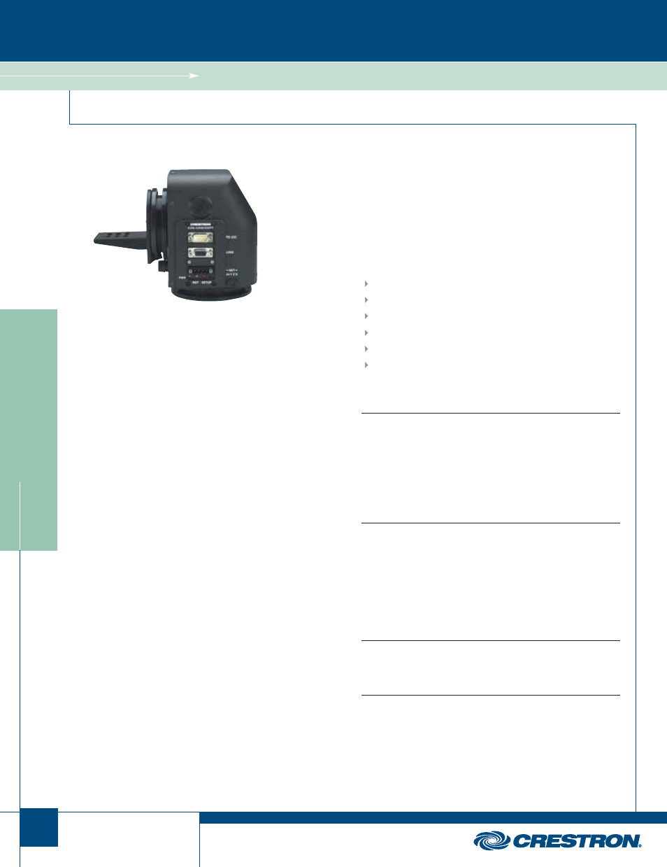 Camera control, C2n-camidspt, Pan/tilt head | Crestron electronic C2N-CAMIDSPT User Manual | Page 4 / 6