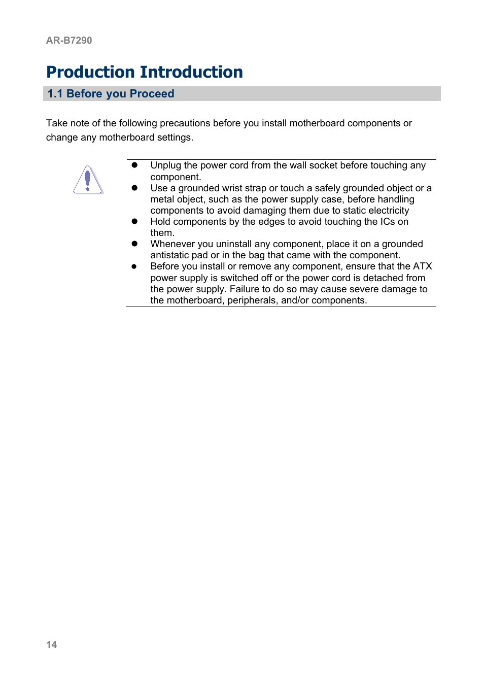 Production introduction | Acrosser AR-B7290 User Manual | Page 14 / 69