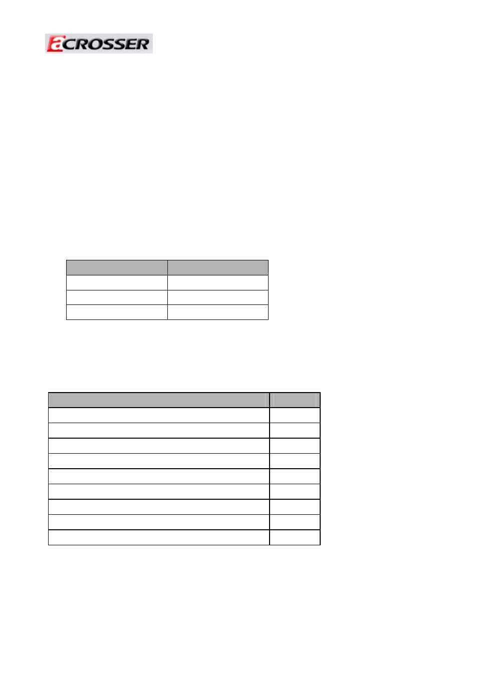 1 specifications, Item, 2 packing list | Acrosser AR-ES5495 User Manual | Page 3 / 12