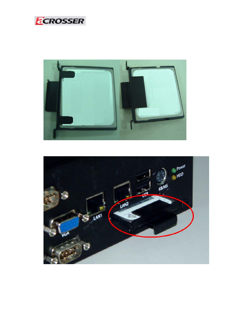 2 installing cf card | Acrosser AR-ES5630FL User Manual | Page 10 / 11