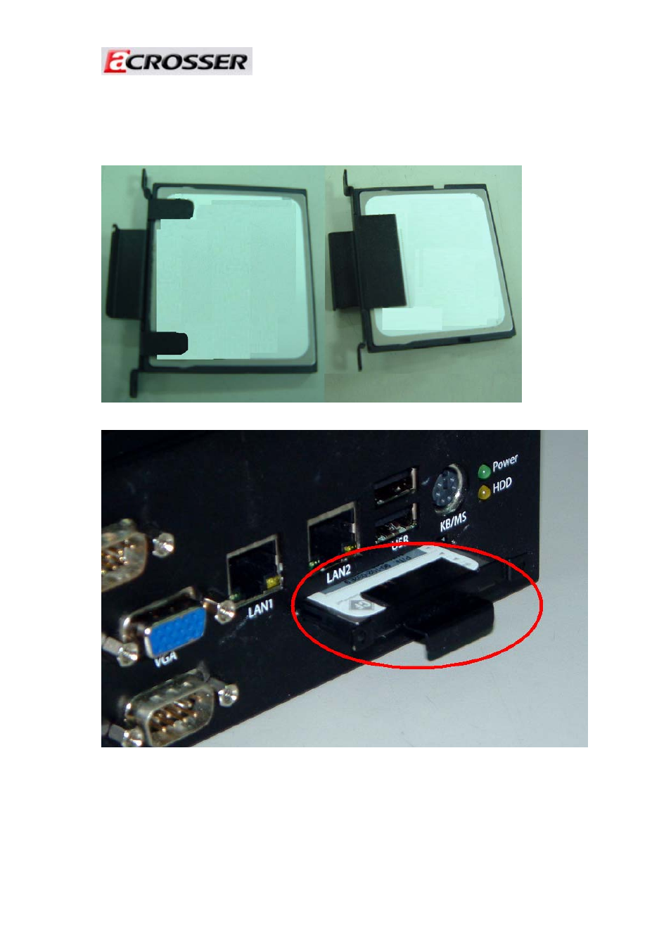 2 installing cf card | Acrosser AR-ES7230FL User Manual | Page 9 / 10