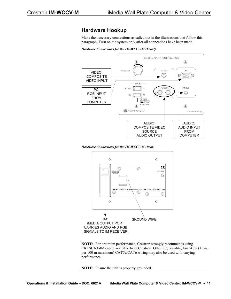 Hardware hookup | Crestron electronic IM-WCCV User Manual | Page 15 / 24