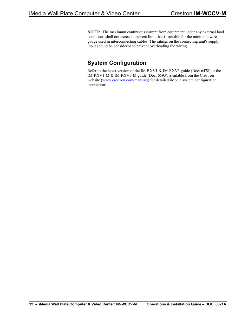 System configuration | Crestron electronic IM-WCCV User Manual | Page 16 / 24