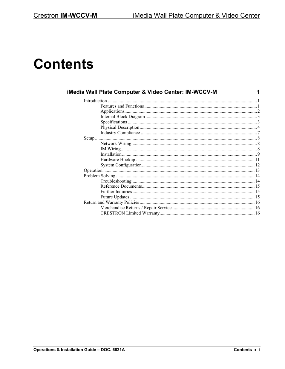 Crestron electronic IM-WCCV User Manual | Page 3 / 24