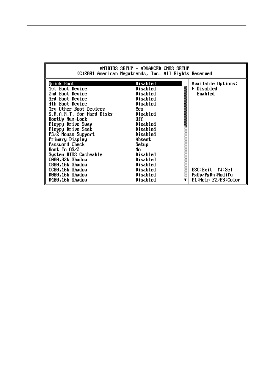 3 advanced cmos setup | Acrosser AR-B1640 User Manual | Page 21 / 30