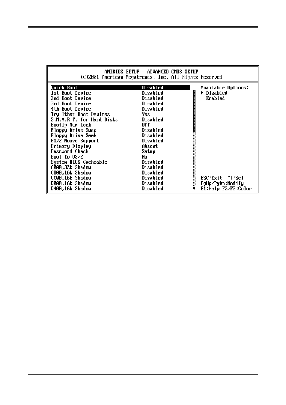 3 advanced cmos setup | Acrosser AR-B1640 User Manual | Page 21 / 30