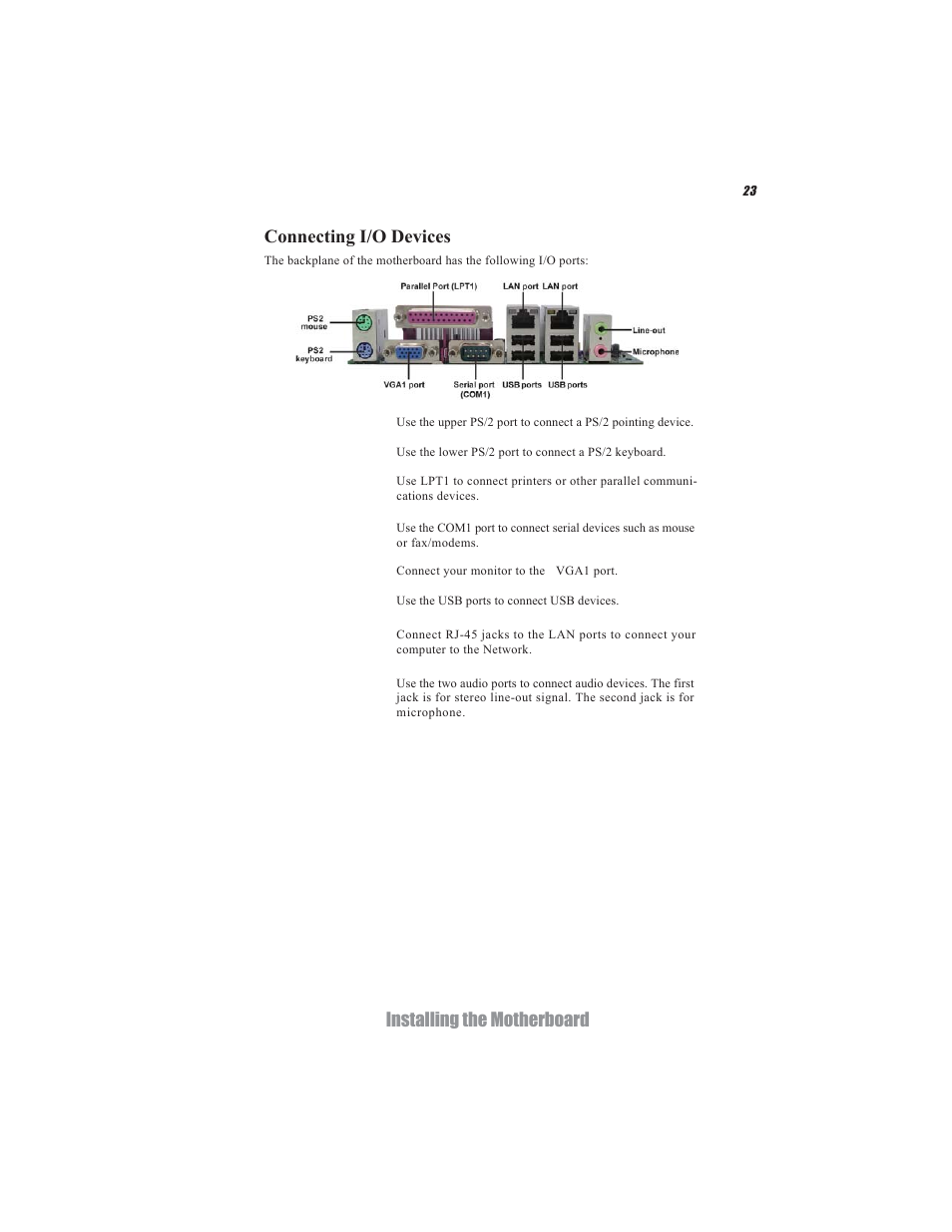 Installing the motherboard connecting i/o devices | Acrosser AR-B5495 User Manual | Page 27 / 54