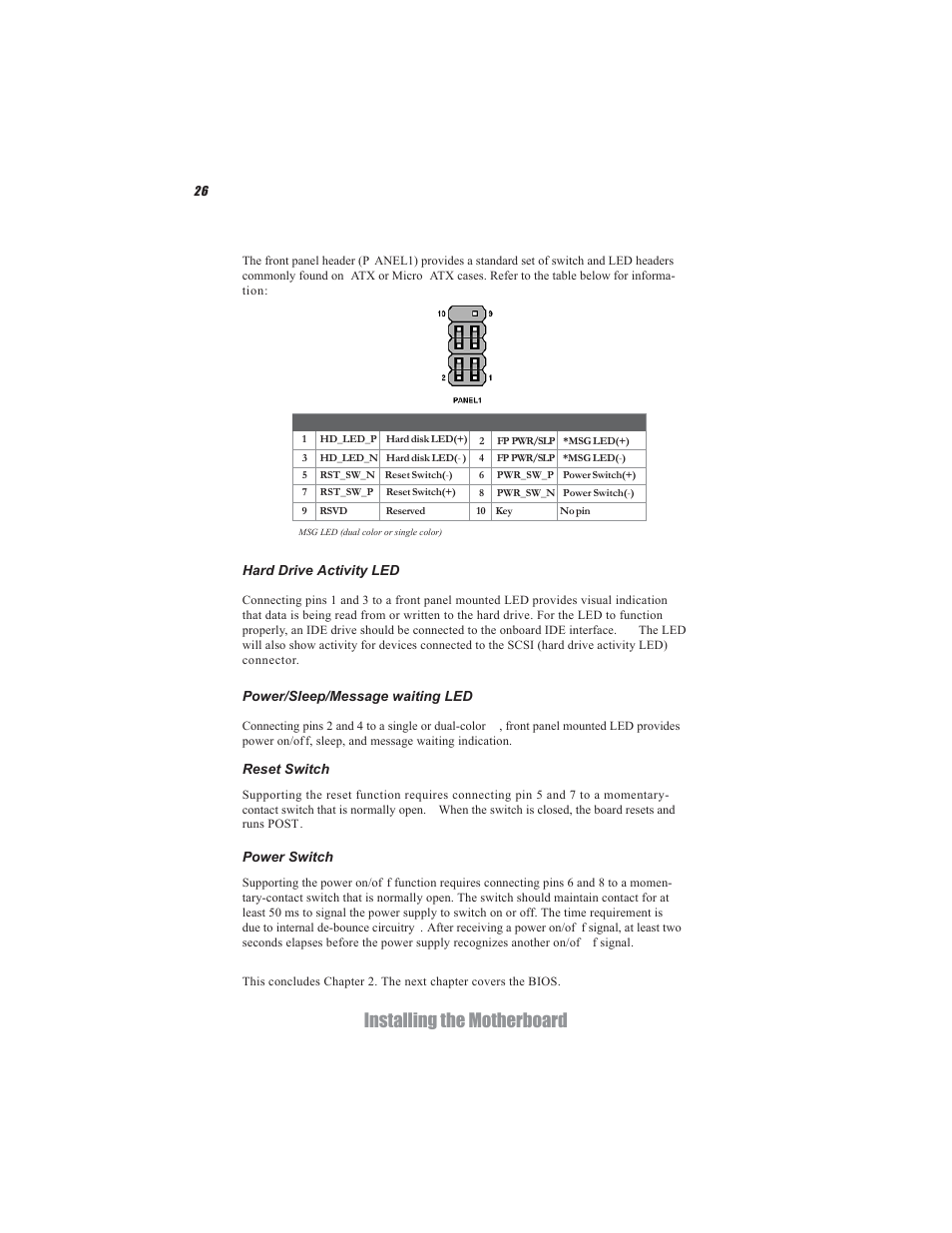 Installing the motherboard, Front panel header | Acrosser AR-B5495 User Manual | Page 30 / 54