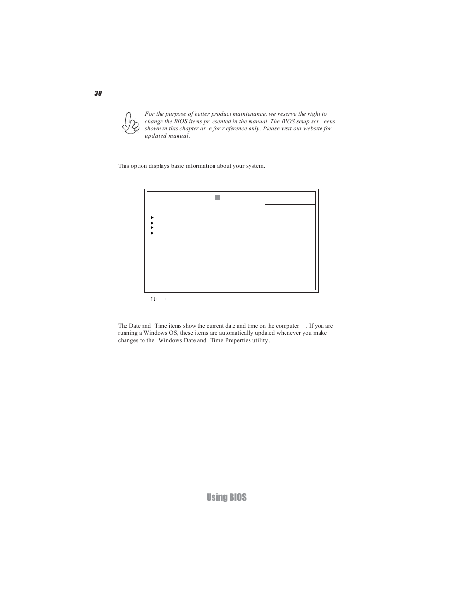 Using bios, Standard cmos setup | Acrosser AR-B5495 User Manual | Page 34 / 54