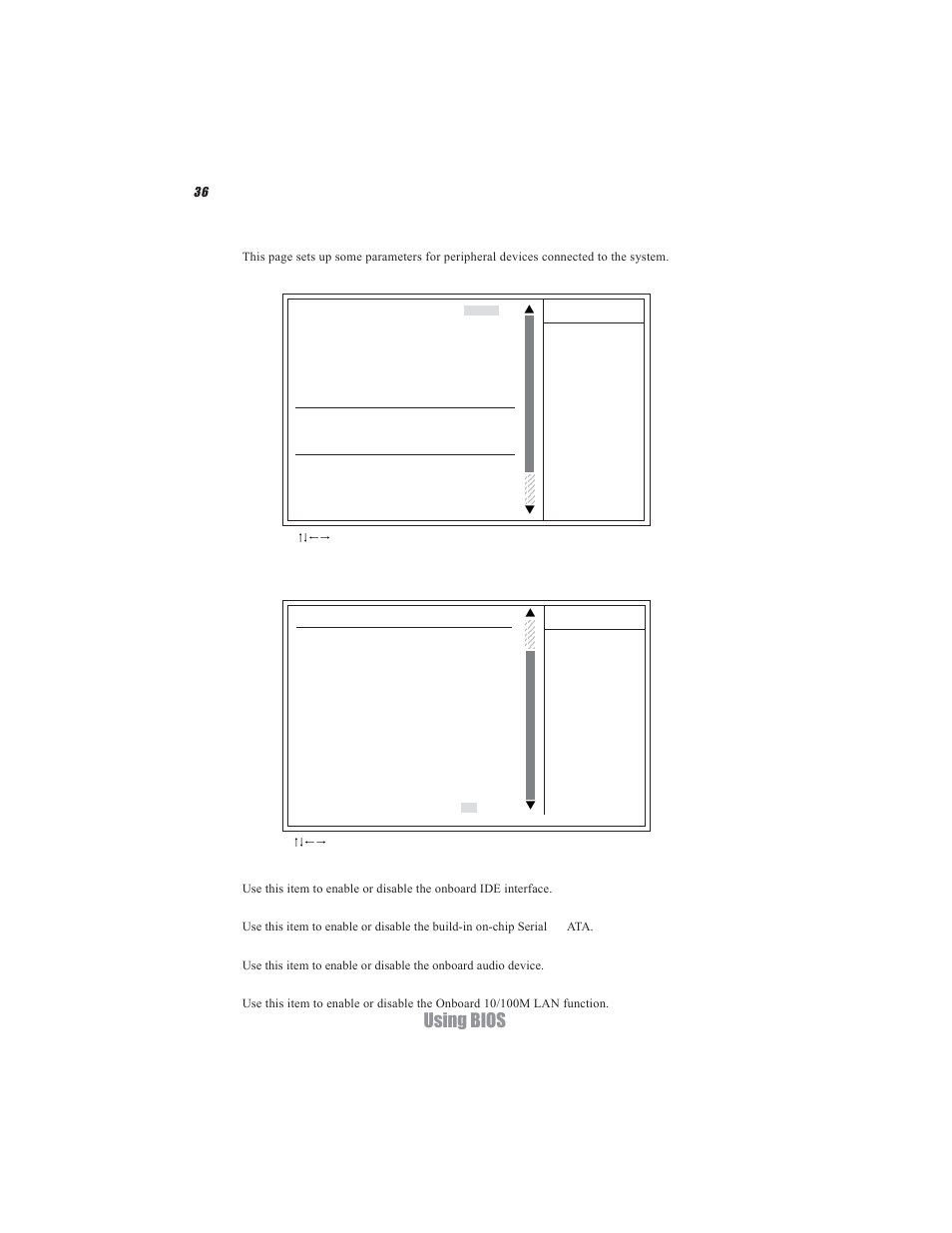 Using bios, Integrated peripherals | Acrosser AR-B5495 User Manual | Page 40 / 54
