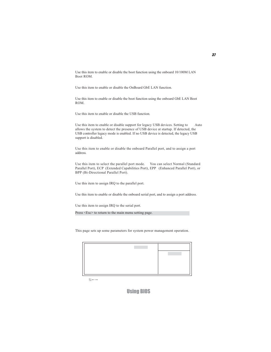 Using bios, Power management setup | Acrosser AR-B5495 User Manual | Page 41 / 54