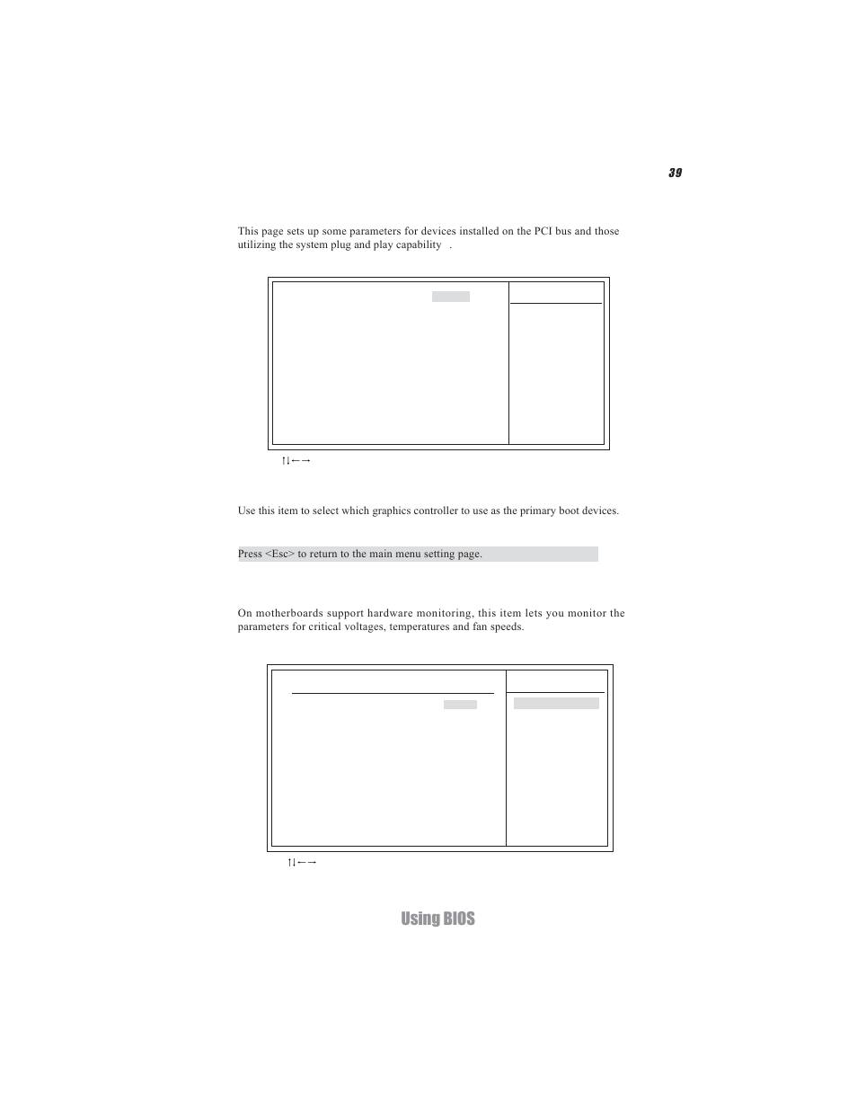 Using bios, Pci / pnp setup, Pc health status | Acrosser AR-B5495 User Manual | Page 43 / 54