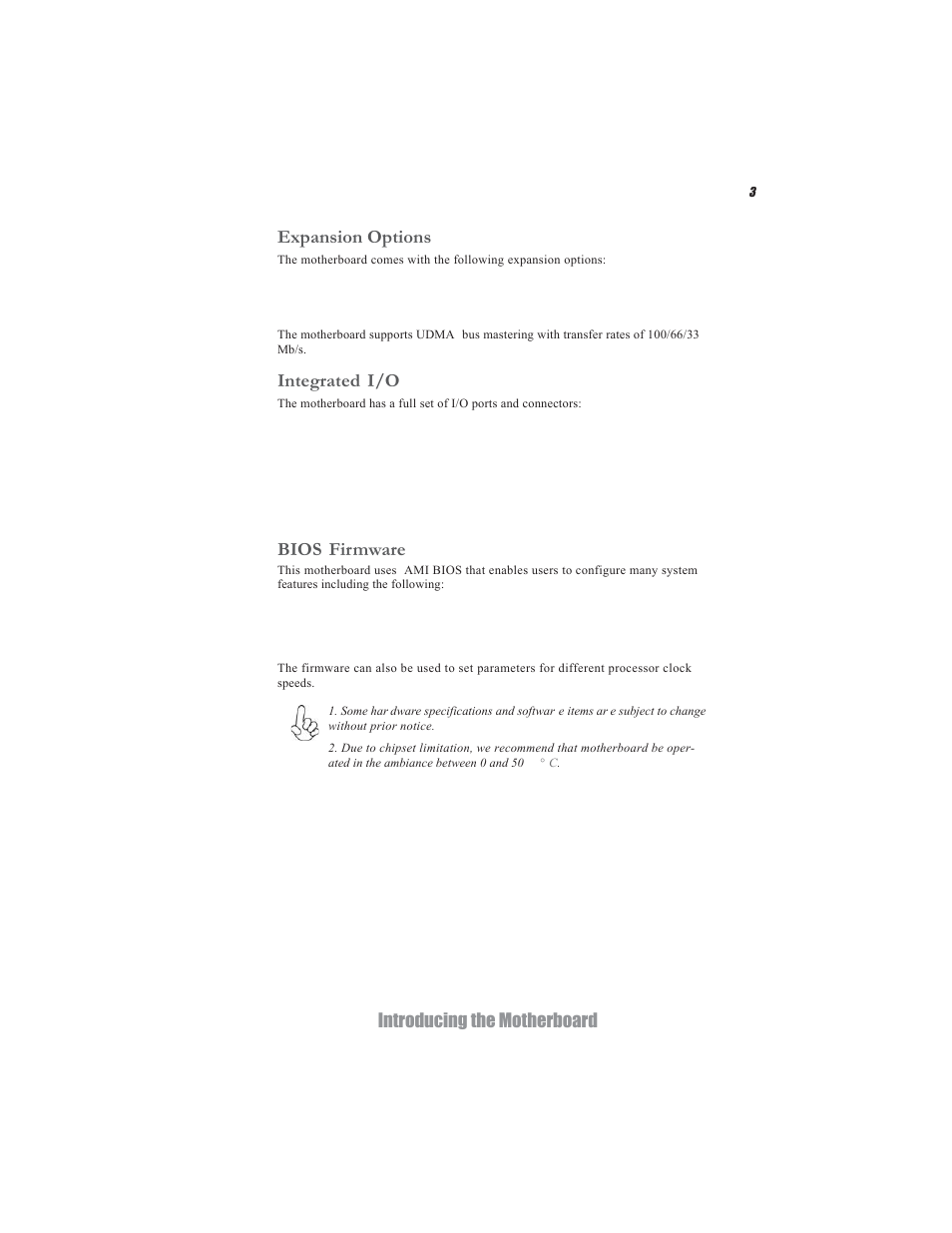 Introducing the motherboard, Expansion options integrated i/o bios firmware | Acrosser AR-B5495 User Manual | Page 7 / 54