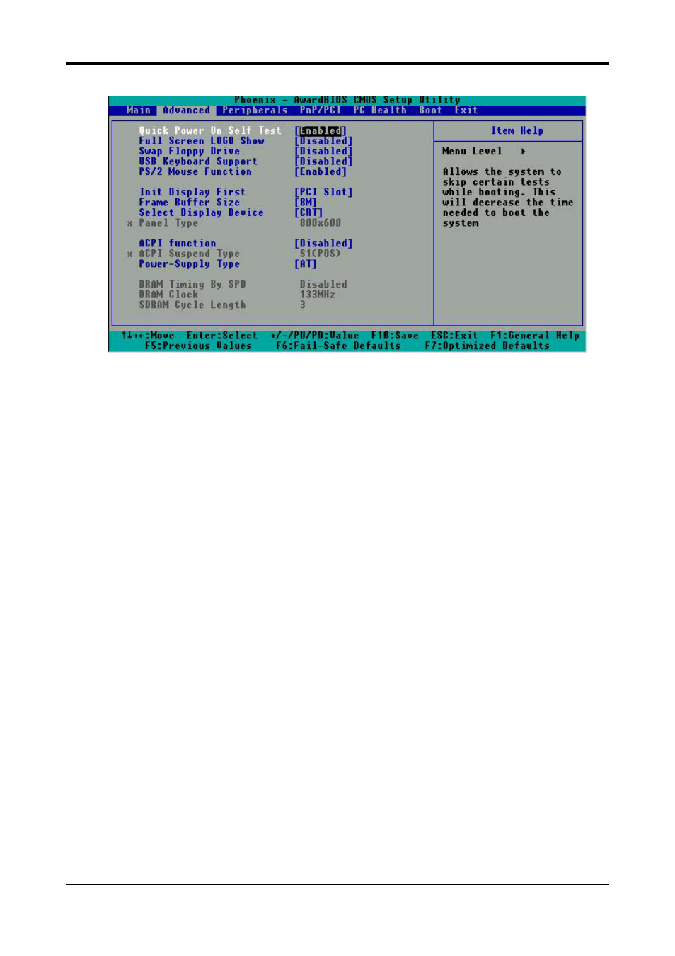 3 advanced cmos setup | Acrosser AR-B1673 User Manual | Page 23 / 44