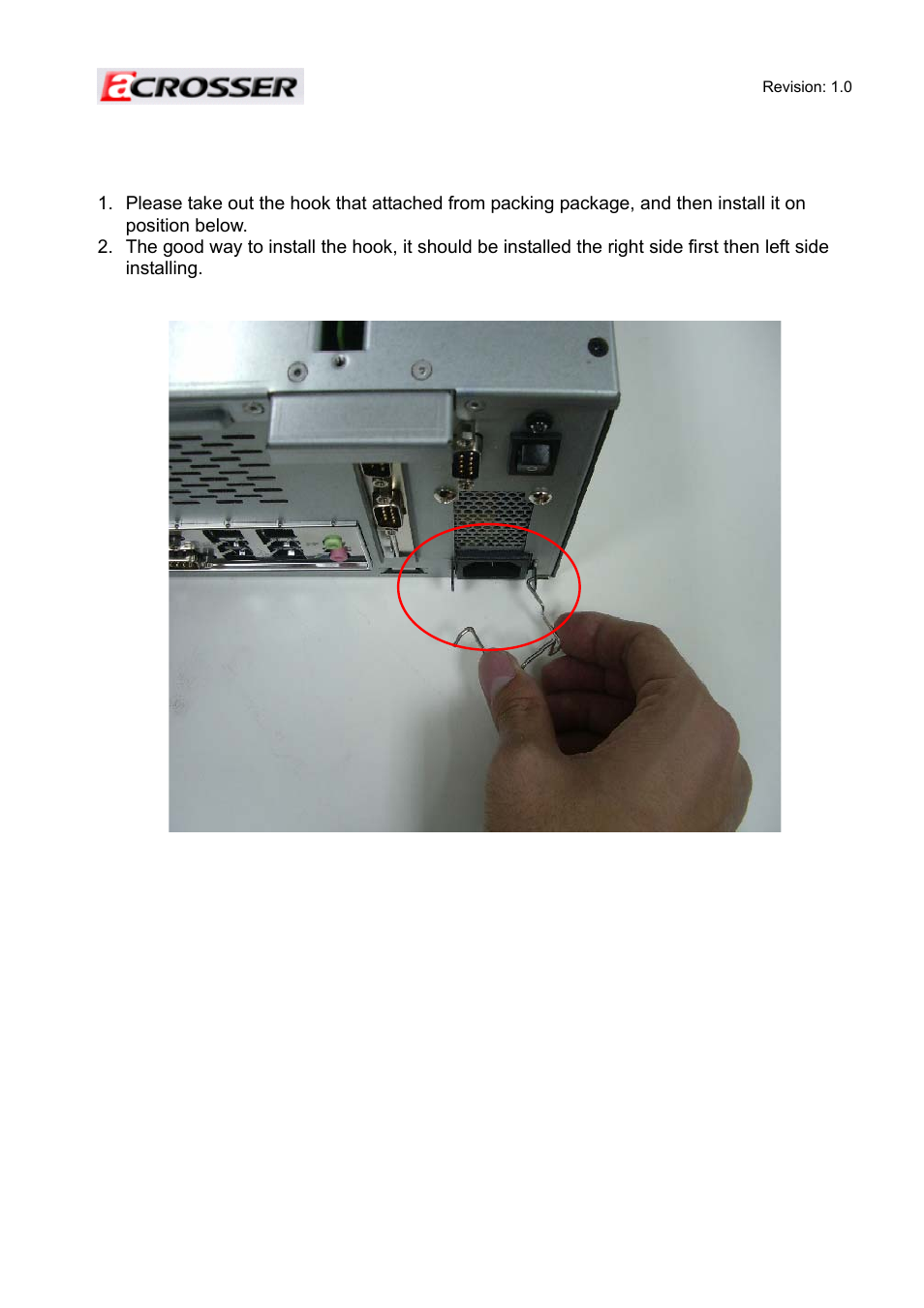 2 procedures of assembly/disassembly, 1 installing the power cable hook, Procedures of assembly/disassembly | Acrosser ACE-MINI User Manual | Page 12 / 109