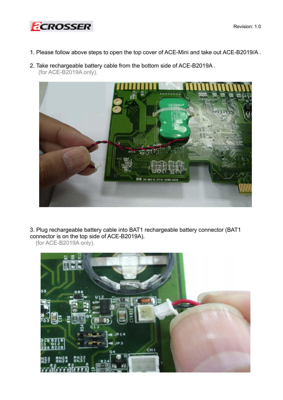 4 installing the ace-b2019/a batteries | Acrosser ACE-MINI User Manual | Page 24 / 109