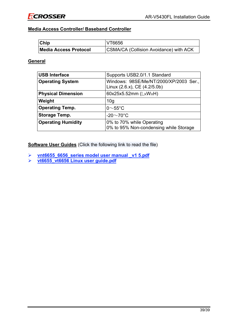 Acrosser AR-V5430FLAT User Manual | Page 39 / 39