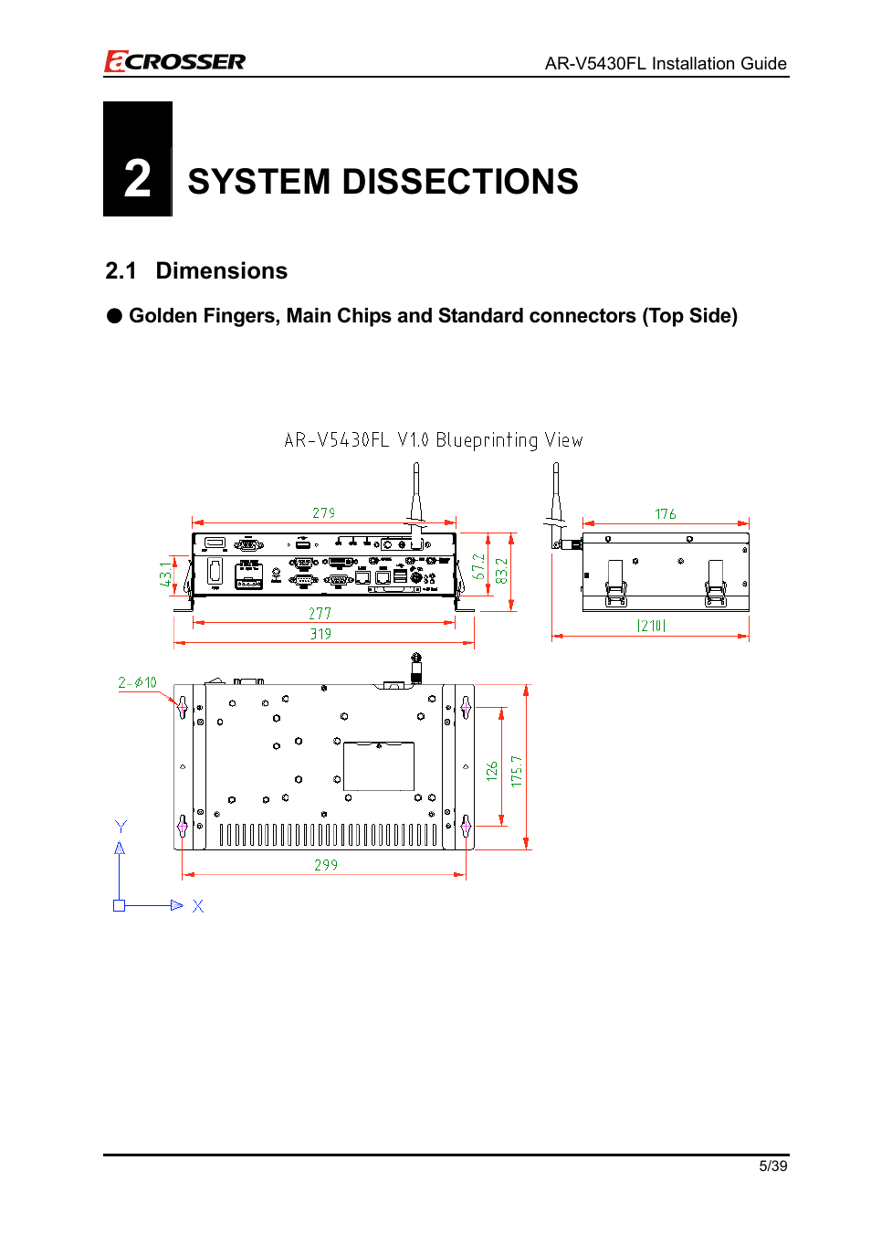 System dissections, Dimensions | Acrosser AR-V5430FLAT User Manual | Page 5 / 39