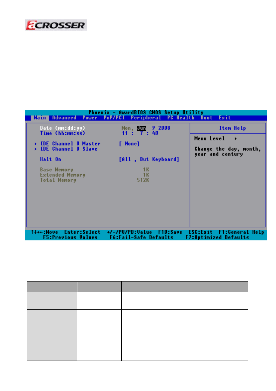 1 main setup | Acrosser AR-V5403FL User Manual | Page 37 / 47