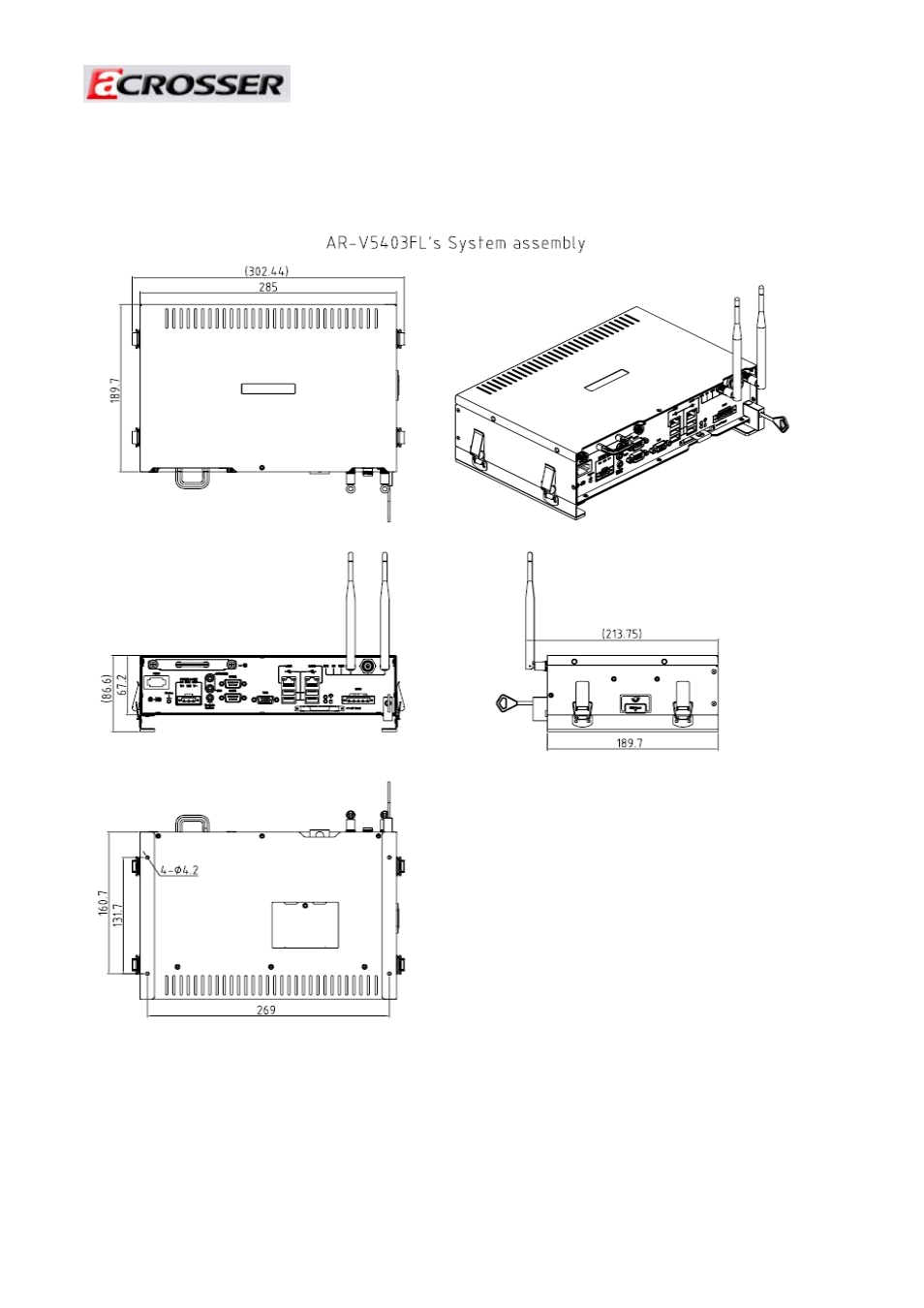 1) dimensions | Acrosser AR-V5403FL User Manual | Page 4 / 47