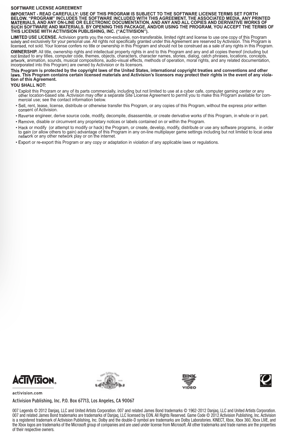 Activision 007: Legends User Manual | Page 7 / 8