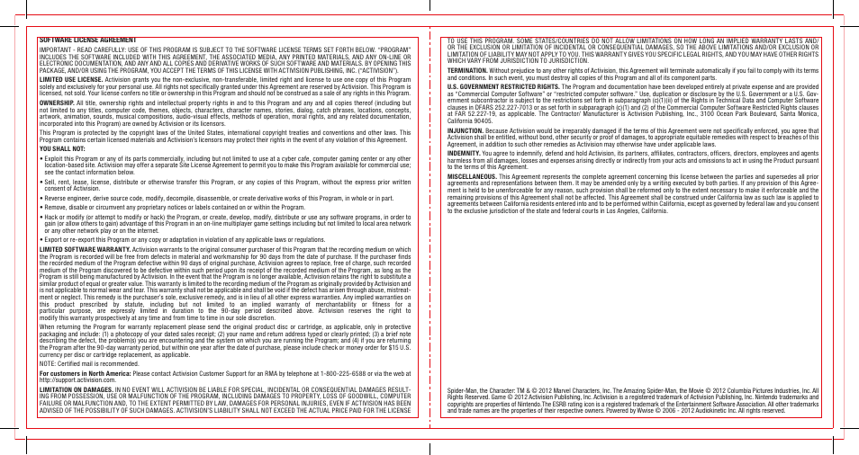 Activision Amazing Spider-Man User Manual | Page 6 / 6