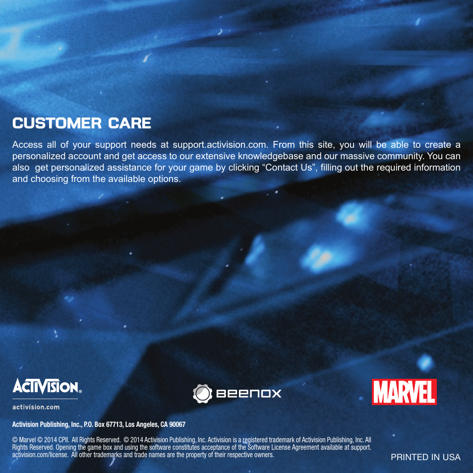 Customer care | Activision Amazing Spider-Man 2 User Manual | Page 7 / 7