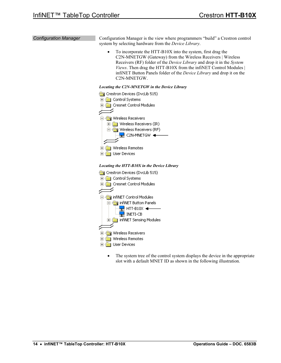 Infinet™ tabletop controller crestron htt-b10x | Crestron electronic htt-b10x User Manual | Page 18 / 28