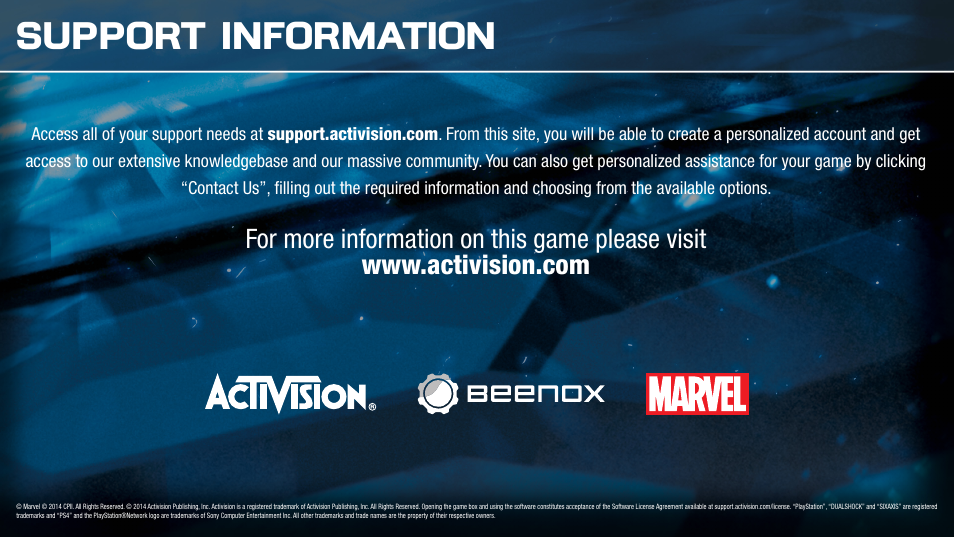 Support information | Activision Amazing Spider-Man 2 User Manual | Page 6 / 6