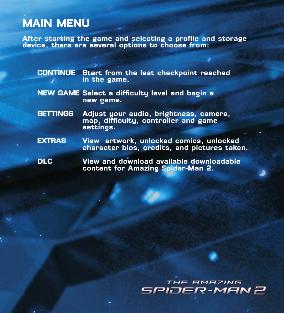 Main menu | Activision Amazing Spider-Man 2 User Manual | Page 4 / 6