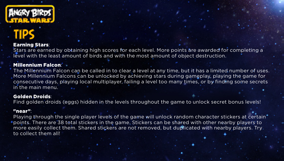 Tips | Activision Angry Birds Star Wars User Manual | Page 9 / 14
