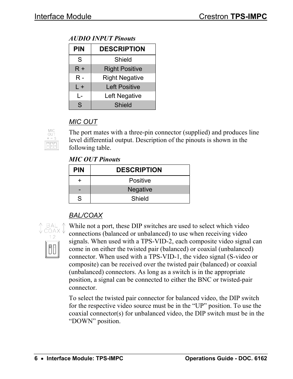 Interface module crestron tps-impc | Crestron electronic TPS-IMPC User Manual | Page 10 / 20