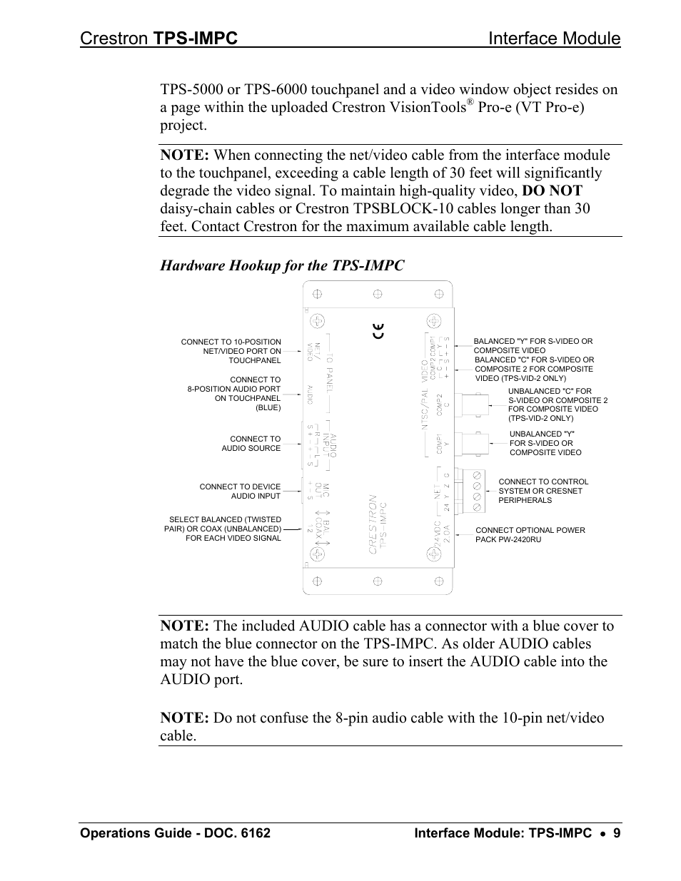 Crestron tps-impc interface module | Crestron electronic TPS-IMPC User Manual | Page 13 / 20