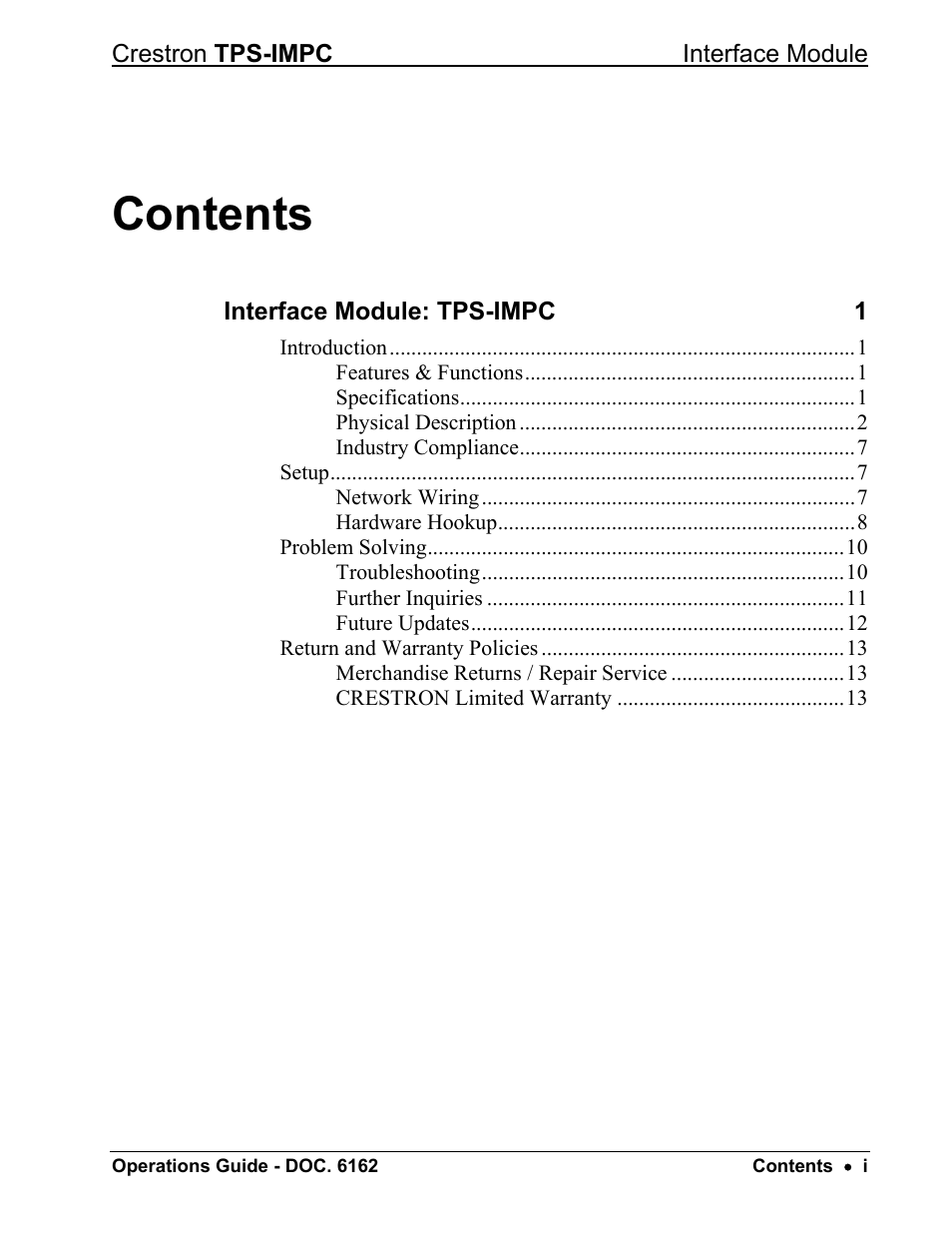 Crestron electronic TPS-IMPC User Manual | Page 3 / 20