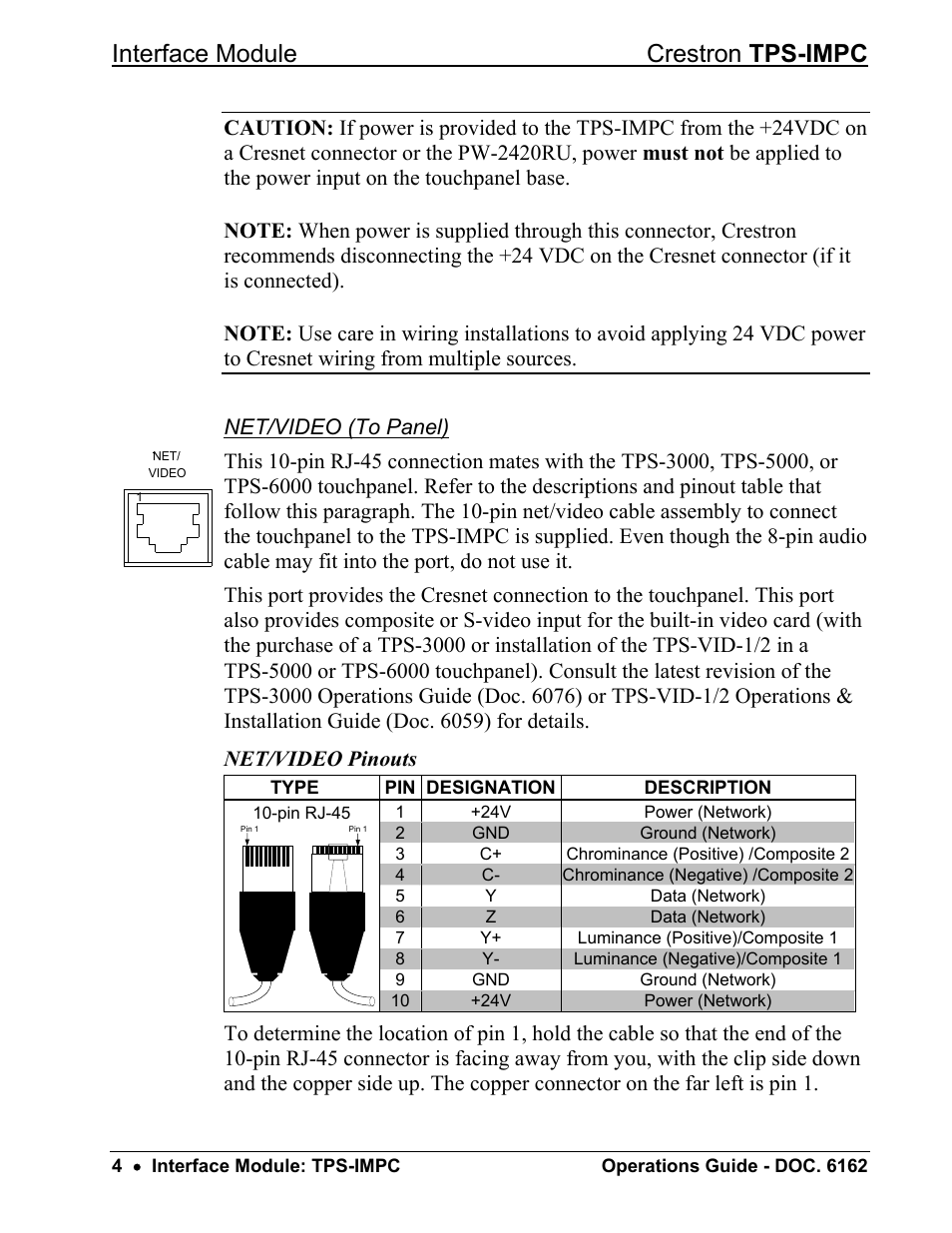 Interface module crestron tps-impc | Crestron electronic TPS-IMPC User Manual | Page 8 / 20