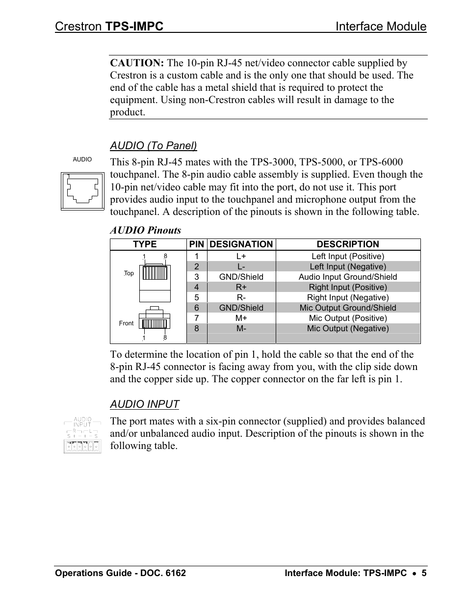 Crestron tps-impc interface module | Crestron electronic TPS-IMPC User Manual | Page 9 / 20