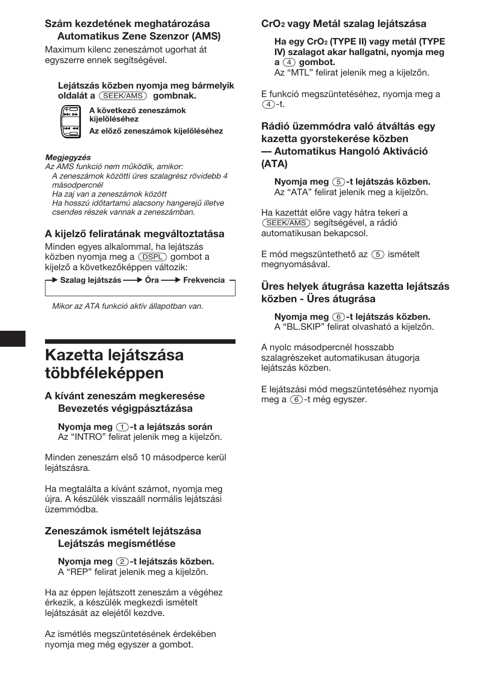 Kazetta lejátszása többféleképpen | Sony XR-3753 User Manual | Page 64 / 100