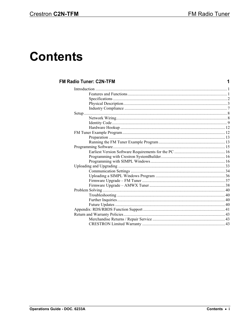 Crestron electronic C2N-TFM User Manual | Page 3 / 48