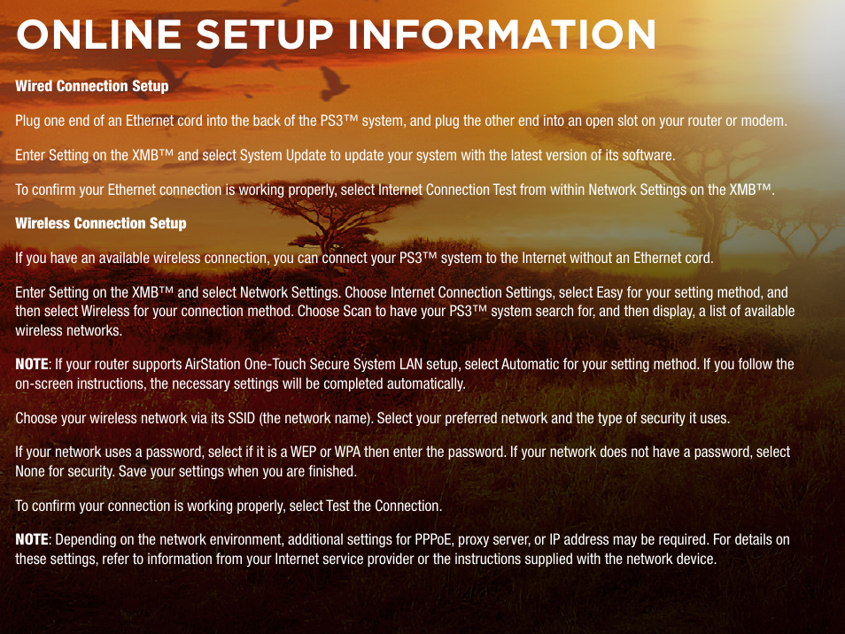 Online setup information | Activision Cabela's African Adventures User Manual | Page 8 / 10