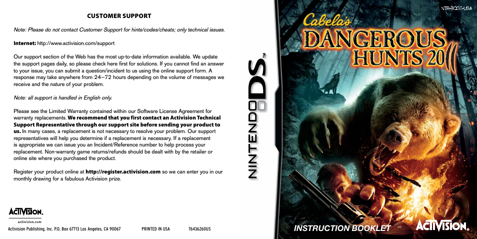 Activision Cabela's Dangerous Hunts 2011 User Manual | 6 pages