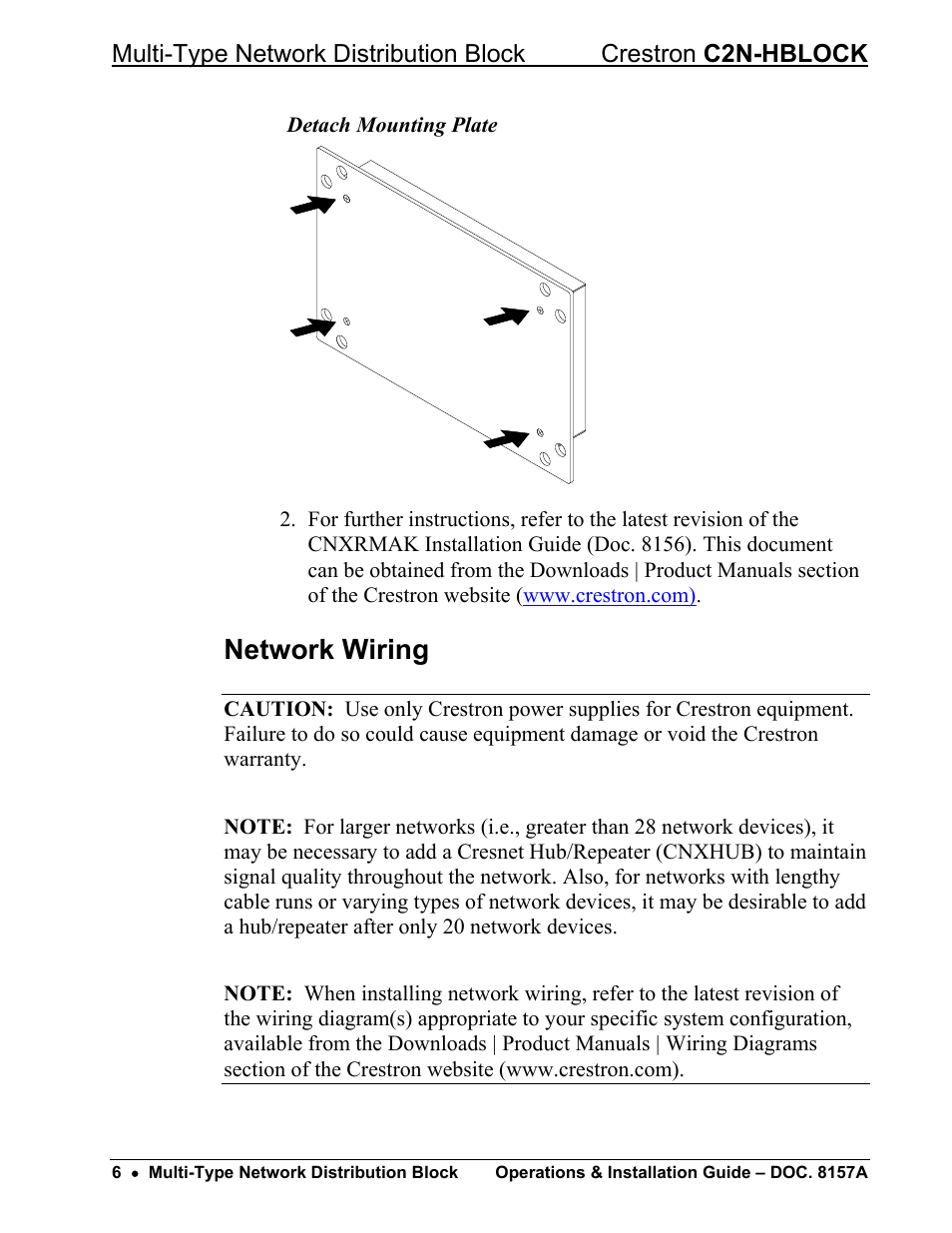 Network wiring | Crestron electronic C2N-HBLOCK User Manual | Page 10 / 16
