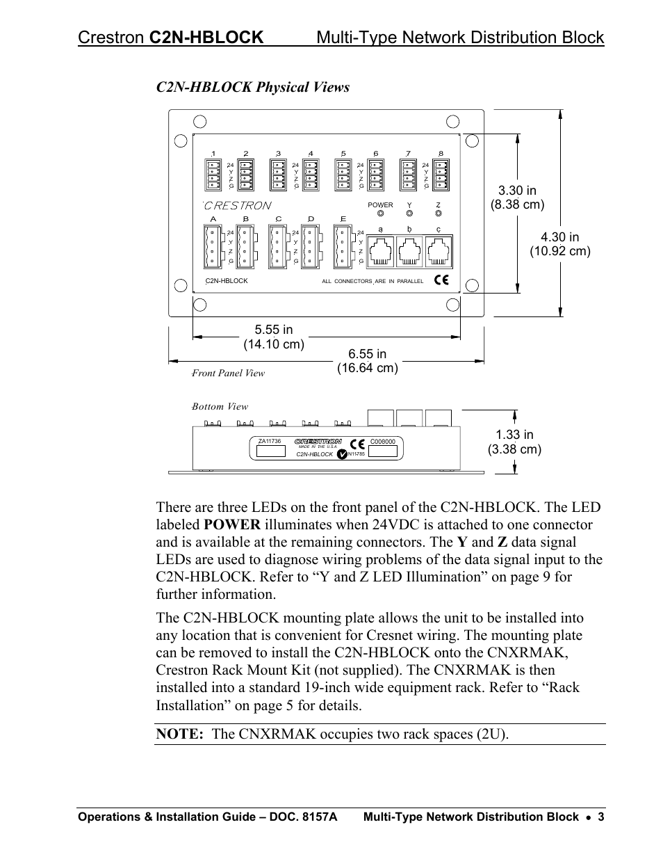 C2n-hblock physical views, Crestron | Crestron electronic C2N-HBLOCK User Manual | Page 7 / 16